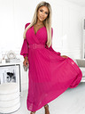 numoco Rakott ruha övvel és dekoltázzsal - fukszia Numoco KLARA Numoco KLARA
