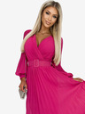 numoco Rakott ruha övvel és dekoltázzsal - fukszia Numoco KLARA Numoco KLARA