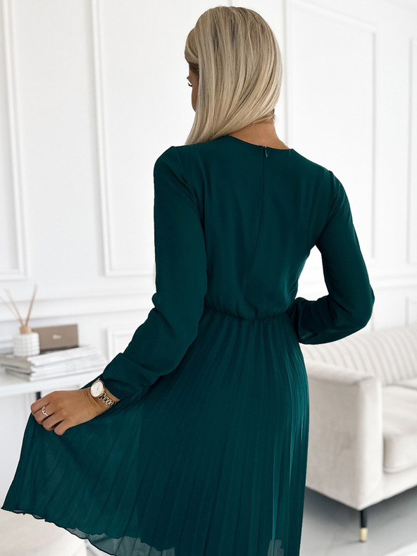 numoco Fodros sifon ruha nyakkivágással - zöld Numoco ISABELLE