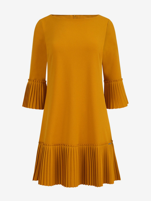 numoco Hajtogatott kényelmes ruha - mustár Numoco LUCY