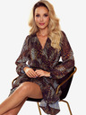 numoco Sifon ruha nyakkivágással és fodrokkal - leopárdmintás Numoco LAUREN