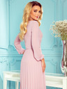 numoco Ráncolt ruha hosszú ujjú, kerek nyakkal - púderrózsaszín Numoco ISABELLE