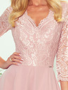 numoco Elegáns, hosszú, csipkés ruha nyakkivágással - piszkos rózsaszín Numoco AMBER