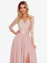 numoco Elegáns, hosszú, csipkés ruha nyakkivágással - piszkos rózsaszín Numoco AMBER