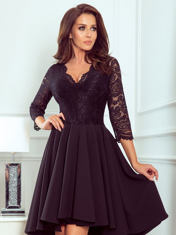 numoco Exkluzív ruha csipkével - fekete Numoco NICOLLE