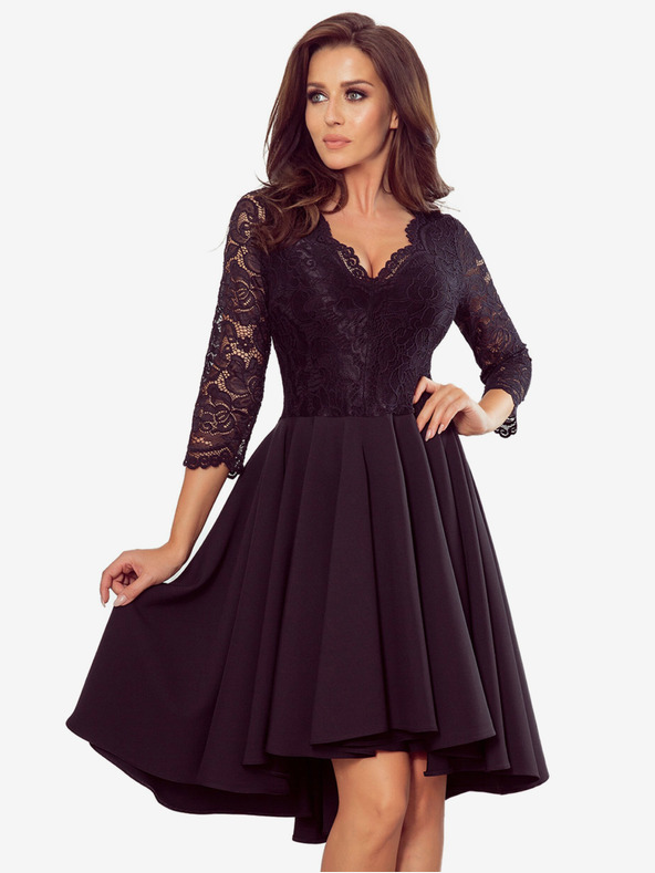 numoco Exkluzív ruha csipkével - fekete Numoco NICOLLE