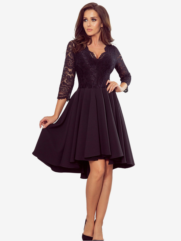 numoco Exkluzív ruha csipkével - fekete Numoco NICOLLE