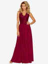 numoco Hosszú ruha csipkés nyakkivágással - bordó Numoco LEA LEA