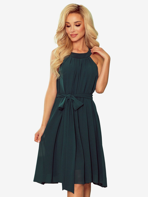 numoco Sifon ruha nyakkendővel - zöld Numoco ALIZEE