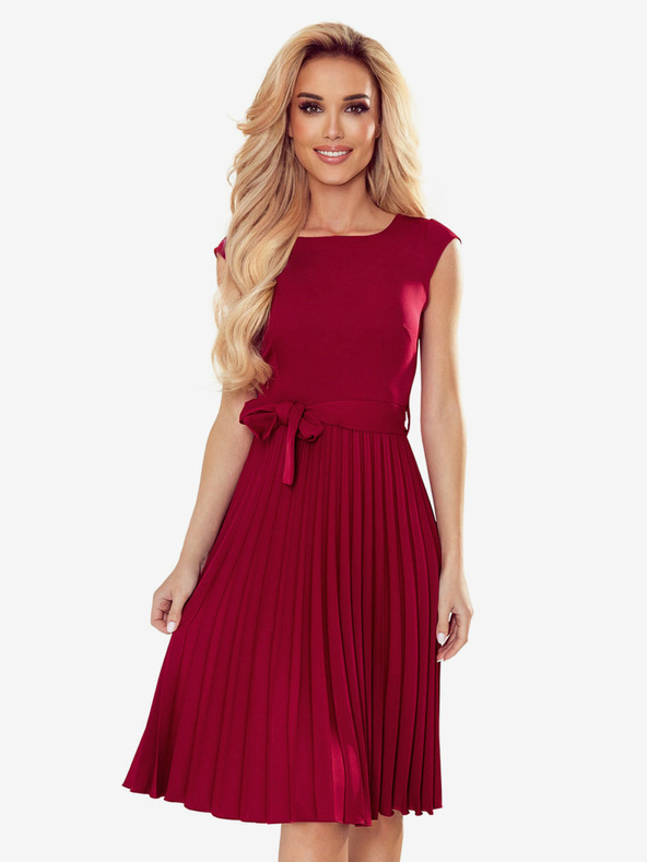 numoco Rövid ujjú rakott ruha - bordó Numoco LILA Numoco LILA