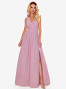 numoco Hosszú ruha nyakkivágással és nyakkendővel - piszkos rózsaszín Numoco JUSTINE
