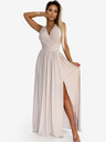 numoco Hosszú ruha nyakkivágással és megkötős hátrésszel - bézs, csillogással Numoco JUSTINE
