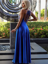 numoco Szatén hosszú ruha exkluzív hátsó dekoltázzsal - kék Numoco PERLA Numoco PERLA
