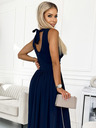 numoco Hosszú ruha nyakkivágással és nyakkendővel - sötétkék Numoco JUSTINE