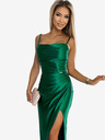numoco Szatén hosszú ruha lábszárkivágással - zöld Numoco DIANE
