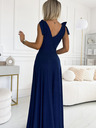 numoco Hosszú ruha nyakkivágással és vállfűzővel - sötétkék csillámokkal Numoco ELENA