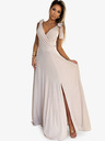 numoco Hosszú ruha váll nélküli nyakkivágással és vállfűzővel - bézs színű, csillámokkal díszített Numoco ELENA