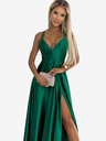 numoco Elegáns hosszú szaténruha keresztbe húzott nyakkivágással és pántokkal - zöld Numoco LUNA