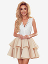 numoco Kéttónusú ruha csipkés nyakkivágással és habcsókkal - bézs Numoco ZLATA Numoco ZLATA