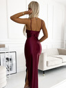 numoco Hosszú szatén ruha lábszárrésszel - bordó Numoco DIANE