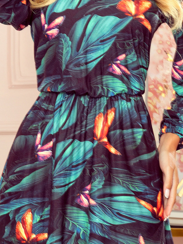 numoco Numoco CORA ruha nyakkivágással és fodorral