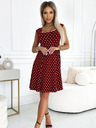 numoco Pamutból készült, rombuszos nyakkivágású ruha - bordó pöttyös Numoco STELLA