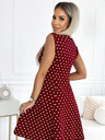 numoco Pamutból készült, rombuszos nyakkivágású ruha - bordó pöttyös Numoco STELLA