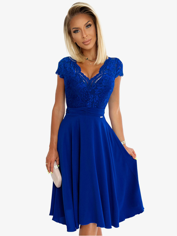 numoco Sifon ruha csipkés nyakkivágással - kék Numoco LINDA