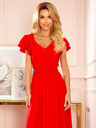 numoco Hosszú ruha nyakkivágással és fodrokkal - Piros Numoco LIDIA Numoco LIDIA