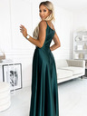 numoco Elegáns szatén pánt nélküli maxiruha - zöld Numoco CHIARA