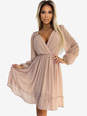 numoco Sifon midi ruha hosszú ujjakkal és nyakkivágással - bézs Numoco MILA