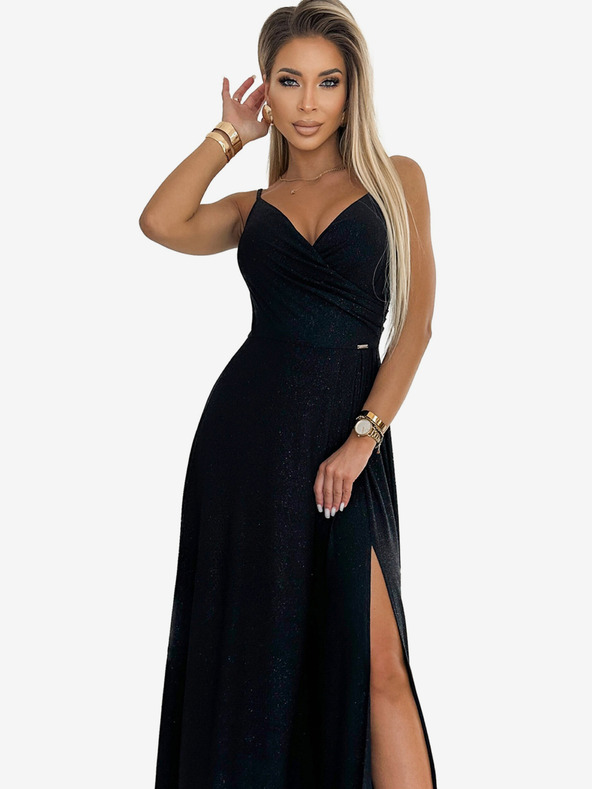 numoco Elegáns pánt nélküli maxiruha - fekete, csillogással Numoco CHIARA Numoco