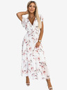 numoco Fodros, rakott midi ruha nyakkivágással és fodrokkal - barackvirág fehér alapon Numoco LISA