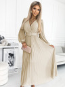 numoco Öves ruha övvel és dekoltázzsal - bézs Numoco KLARA