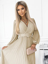numoco Öves ruha övvel és dekoltázzsal - bézs Numoco KLARA