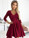 numoco Hosszabb hátú, nyakkivágású ruha - bordó Numoco NICOLLE