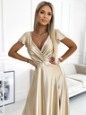 numoco Hosszú szatén ruha nyakkivágással - arany Numoco CRYSTAL