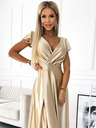 numoco Hosszú szatén ruha nyakkivágással - arany Numoco CRYSTAL