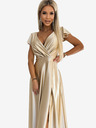 numoco Hosszú szatén ruha nyakkivágással - arany Numoco CRYSTAL