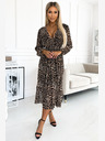 numoco Hosszabb sifon ruha nyakkivágással, fodrokkal és övvel - leopárdmintás Numoco WILD