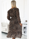 numoco Hosszabb sifon ruha nyakkivágással, fodrokkal és övvel - leopárdmintás Numoco WILD