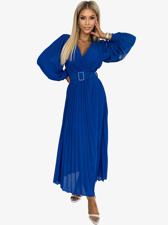 numoco Öves ruha öves nyakkivágással - kék Numoco KLARA