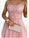 numoco Női ruha guipürével és finom tüllel - púderrózsaszín Numoco CATERINA