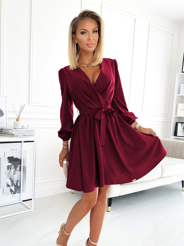 numoco Női dekoltázsos ruha - bordó Numoco BINDY Numoco BINDY