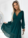 numoco Sifon midi ruha hosszú ujjakkal és nyakkivágással - zöld Numoco MILA