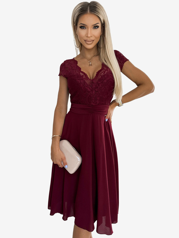 numoco Sifon ruha csipkés nyakkivágással - bordó Numoco LINDA Numoco LINDA