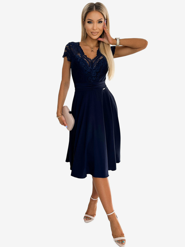 numoco Sifon ruha csipkés nyakkivágással - sötétkék Numoco LINDA Numoco LINDA