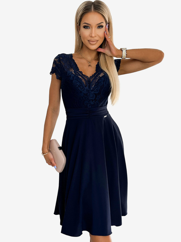 numoco Sifon ruha csipkés nyakkivágással - sötétkék Numoco LINDA Numoco LINDA