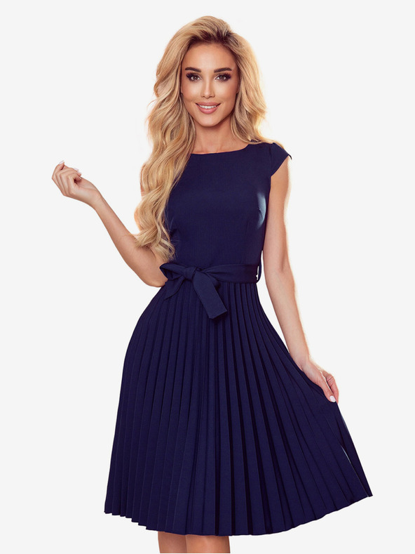 numoco Rövid ujjú rakott ruha - sötétkék Numoco LILA Numoco