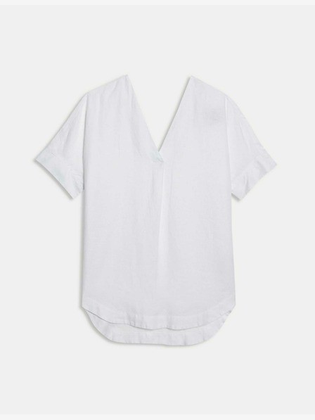 Marks & Spencer V-nyakú, laza szabású overblúz tiszta vászonból Marks & Spencer fehér